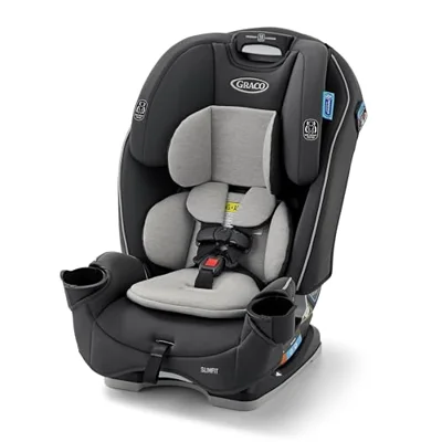 Graco SlimFit 3-in-1 Convertible Car Seat, Slim Space-Saving Design, Highback Booster with 10-Position Headrest, Darcie