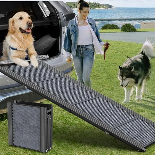 HerCcreta wigge Dog Ramp for Car 63' L × 17' W, Pet Ramp for Truck Foldable