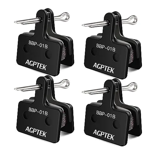 AGPTEK Bike Brake Pads, High-Performance Brake Pads, Disc Brake Pads & Spring (Semi-Metallic) for Mountain Bike Disc Brakes, 4 Pairs Bike Pads, Compatible with TRP Tektro Shimano Deore Br,Black