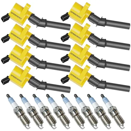 8Pcs DG508 Ignition Coils & Spark Plug SP479, 18.9% High Performance, Compatible with Ford F150 F250 F550 E150 E250 E550 4.6L 5.4L 6.8L V8 V10 Lincoln Mercury, Replacement for DG508 DG457 DG472 DG491