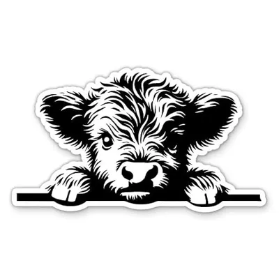 Highland Cow Peeking Sticker - for Water Bottle Phone Car Tumbler Laptop - Cute Cow Decal - Waterproof Vinyl - 3