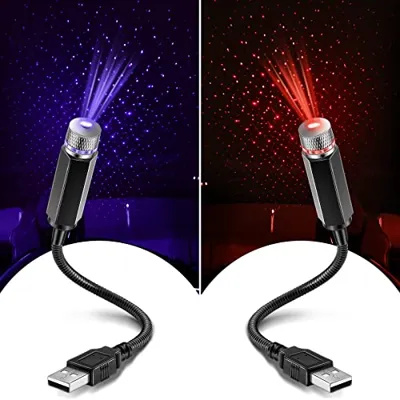 Hortsun 2 Pack USB Star Car Roof Lights Portable Adjustable ...