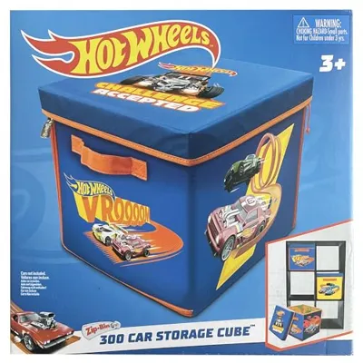Hot Wheels Tara Toy: ZipBin 300 Car Storage Cube - Unzip to Convert Into A Playmat, Holds Up to 300 Toy Cars, Storage & Play, Toy Box, Kids Age 3+
