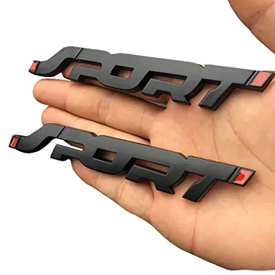 HUAPX 2Pack Metal Car Sport Sticker,3D Premium Car Side Fender Rear Trunk Emblem Logo Badge Decals Compatible for Ford/Jeep/BMW/Dodge Ram/Cadillac/Chrysler/Toyota/Nissan/Chevrolet (Black)