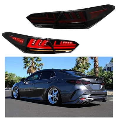 LED Tail Lights for Toyota Camry 2018-2023, Rear Lamps with Start Up Animation, DRL, Brake and Turn Signal Assembly, Black