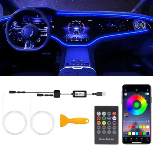 Interior Car LED Strip Lights, RGB 2 in 1 USB Car Ambient Lighting Kit