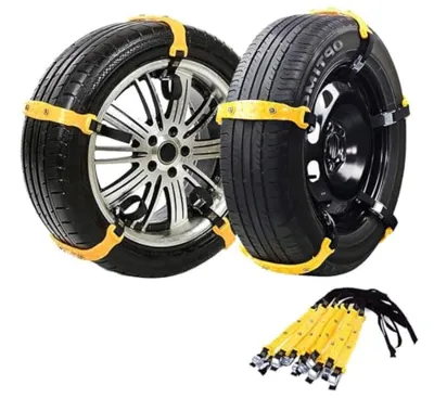 Jeremywell Snow Chains Anti-Skid Anti Slip Emergency Snow Tire Chains - Portable Emergency Traction Snow Mud Chains Universal Adjustable 10pcs Car Security Chains for SUV and Cars (Yellow-10pcs)