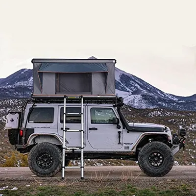 Jiadrooe Rooftop Tent Hard Shell - Outdoor Car Camping 2-3 Person Truck, Sedan, SUV, Waterproof, Teardrop, Windproof, Sturdy, Easy Up Roof for SUV Road Trip Essentials Overland, Large, Black