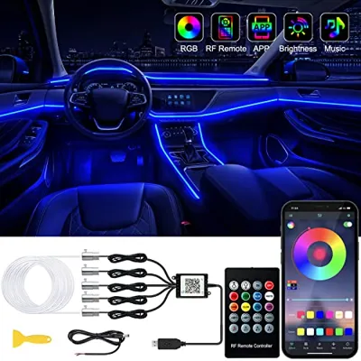 Jushope Interior Car LED Strip Lights with Wireless APP and ...