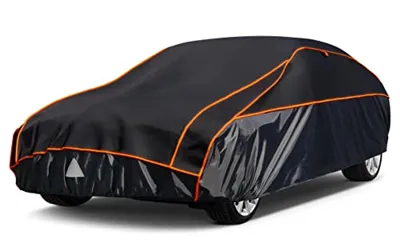 Kayme Hail Protector Car Cover,Anti Hail Thickened Multi-Layered EVA Car Cover Waterproof All Weather with Wind Straps, Outdoor Hail Protection Cover, Fits Sedan/Coupe 186-193 Inch Vehicles