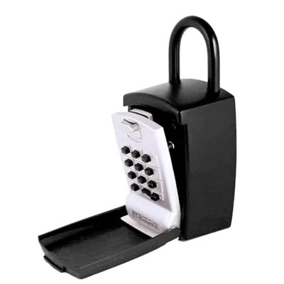 KeyGuard SL-501 Punch Button Lock Box | Portable Shackle LockBox For Outside - Fits House Keys, Car Keys, Fobs, & More | Keypad Safe Box, Digital Push Button Combination Lock | Black Finish
