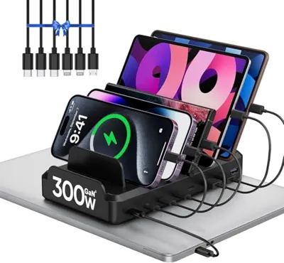 Lcssio 300W Charging Station for Multiple Devices, 8 Port Fast Charger