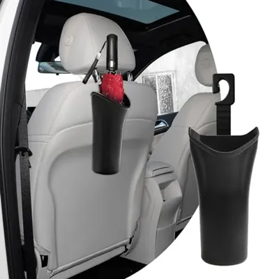 Lecctso Car Trash Can, Car Storage Rack, Mini Car Garbage Cans, Backseat Trash Can, Car Umbrella Holder, Car Accessories Waterproof Leakproof Portable Trash Dustbin Fit for Most Car