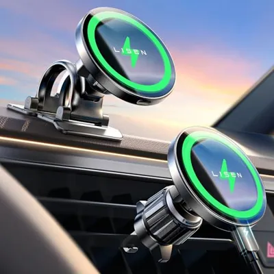 LISEN for 15W MagSafe Car Mount Charger,iPhone Magnetic Wireless Car ...