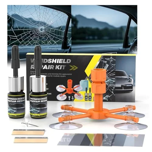 LOMEEN Windshield Chip Repair Kit, Resin Windshield Repair Kit with Injection Head