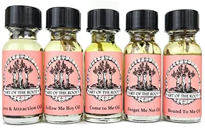Love 5 Oil Set |Includes Come to Me, Attraction, Follow Me Boy, Bound to Me, Forget Me Not | Wiccan Pagan Hoodoo Conjure Magick