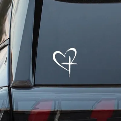 Love Cross Sticker Decal, Love Heart Cross Stickers, Decal Vinyl ...