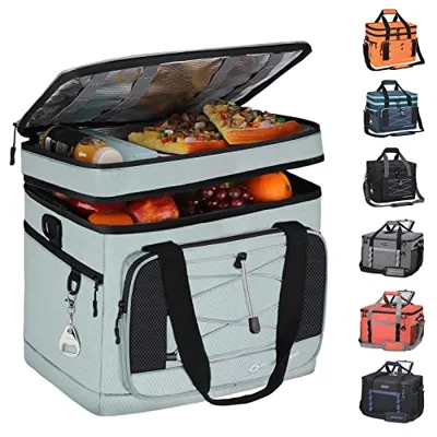 Maelstrom Collapsible Soft Sided Cooler - 60 Cans Extra Large Lunch Cooler Bag Insulated Leakproof Camping Cooler, Portable for Grocery Shopping, Camping, Tailgating and Road Trips,Black