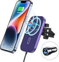 LISEN 15W MagSafe Car Mount Charger, Magnetic Phone Holders for Your Car