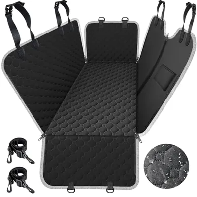 Mancro Dog Car Seat Cover for Back Seat, Waterproof Car Seat Protector for Dogs with Side Flaps, Scratchproof Dog Backseat Cover, Dog Hammock with Nonslip Bottom for SUVs, Standard(54