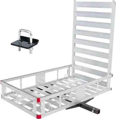 MaxxHaul 50945 50 inch x 29.5 inch Trailer Hitch Mount Aluminum Mobility Carrier with 47 inch Ramp and Hitch Tightener for RV Trucks SUV Vans Cars - 500 lb. Capacity