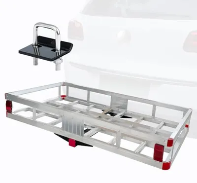 MaxxHaul Aluminum Cargo Carrier with Hitch Tightener Trailer Hitch Mount ...