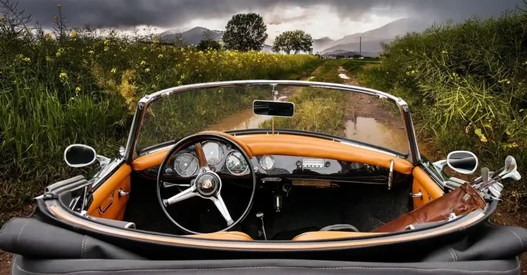 Classic roadster convertible interior similar to Miata and BMW Z3