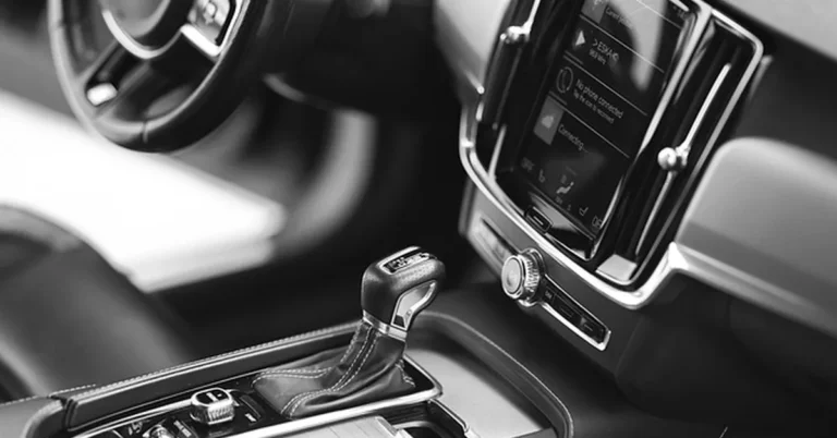 Modern car center console and steering wheel