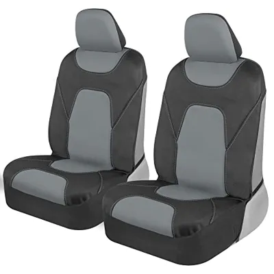 Motor Trend AquaShield Waterproof Front Seat Covers, Gray Seat Covers for Cars – Neoprene Front Car Seat Cover, SUV Seat Covers Protector - Car Interior Cover for Auto, Trucks, & Dog Owners