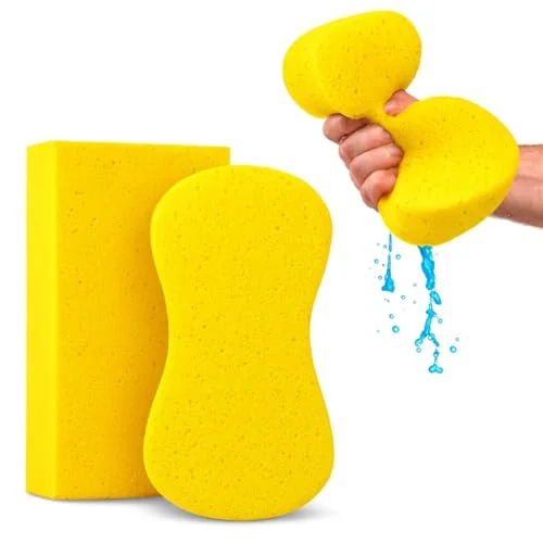 Multi-Purpose Sponges for Cleaning - Yellow 2 Pack, Large Sponges for Car Washing, Tile &