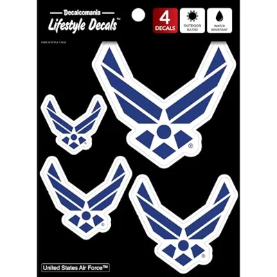 Officially Licensed US Air Force Decals - 4 Piece Air Force Sticker for Truck or Car Windows, Phones, Tablets & Laptops – Large Military Decals 1.75 to 4 Inches – Car Decals Military Collection