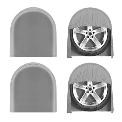 OutdoorLines Outdoor Waterproof Tire Covers Set of 4 - UV-Proof Trailer Wheel Cover Windproof Tire Protector for RV Jeep Trailers Camper Van Truck, Universal Tire Covering Fits Diameters 24