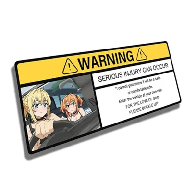 EARLFAMILY 5.1'' for Driving Safety Warning Anime Car Stickers Cartoon Decal Car Accessories Sun Visor Window Decor (Style H)