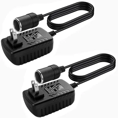 AC to DC Converter 2A 24W Car Cigarette Lighter Adapter Power Cable 2 Pack