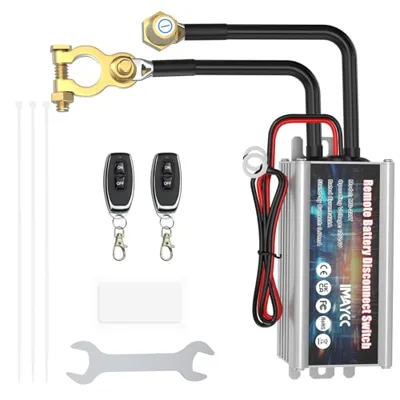 IMAYCC Battery Kill Switch for Car 12V 120A, Remote Battery Disconnect Switch Top Post, Car Anti Theft Kill Switch, Cut Off Shut Off Switch for Auto,Vehicle, RV, ATV,Truck.