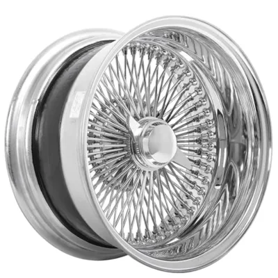 LA Wire Wheels | 14x7” | Reverse 100-Spoke Straight Lace | Includes 4 Knock Offs, 4 Adapters and Tool | 14 Inch Rims | Chrome Finish