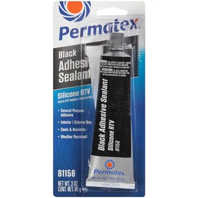 Permatex 81158 Black Silicone Adhesive Sealant, 3 oz. Tube, Pack ...