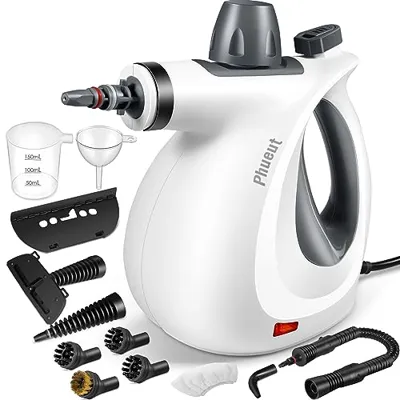 Phueut Pressurized Handheld Multi-Surface Natural Steam Cleaner with 12 pcs ...