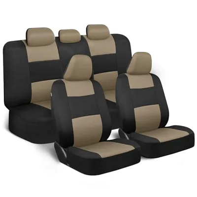 BDK PolyPro Seat Covers Full Set in Beige on Black – Front and Rear ...