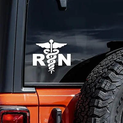 RN Registered Nurse Decal Vinyl Sticker Auto Car Truck Wall Laptop | White| 5