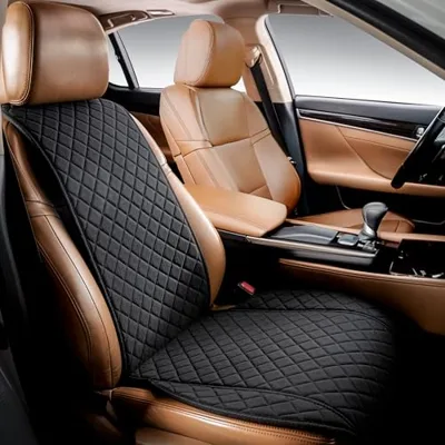 IVICY Faux Linen Front Car Seat Cover, Seat Protector, 1 Unit, Black