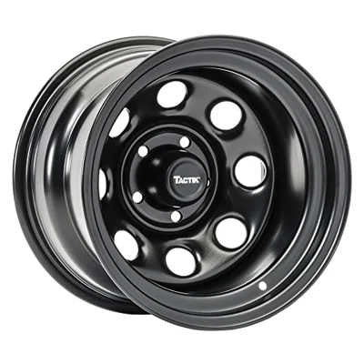 TACTIK Circle 8 Classic 15 Inch Solid Steel Wheel, Black - 15x10, 5x4.5 Bolt Pattern ...
