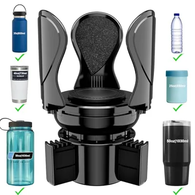 Car Cup Holder Expander, Cup Holder Extender Adapter with Expandable Arm and Adjustable Base, Compatible with Yeti Ramblers 14-64oz, Hydro Flasks 1...