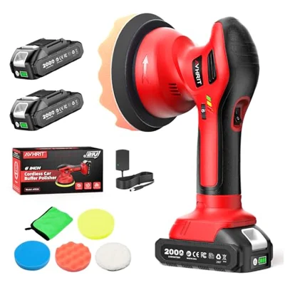 Avhrit 6 Inch Cordless Car Buffer Polisher kit w/ 2x2000mAh 21V Batteries