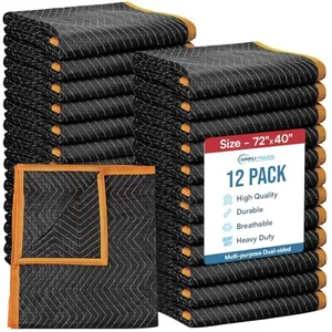 Simpli-Magic Heavy Duty Padded Moving Blankets 72" x 40" – 12 Pack – P