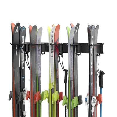 Ultrawall Ski Rack, Wall Mounted Ski Storage Rack, Garage Skis Holder