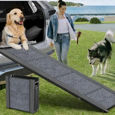 HerCcreta wigge Dog Ramp for Car 63' L × 17' W, Pet Ramp for Truck Foldable