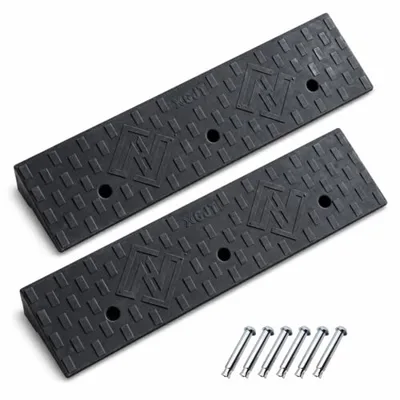 2 Pack 4'' Rise Rubber Curb Ramp,Heavy Duty, 11000lbs Capacity