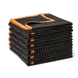 Amazon Basics Reinforced Tear-Resistant Moving Blankets, 72" x 40", Black, 6-Pack