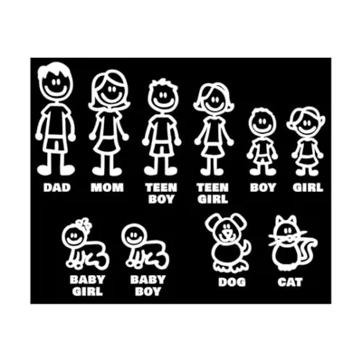 SHMZK Family Car Stickers, Family Figure Dog Cat Baby Auto Window ...